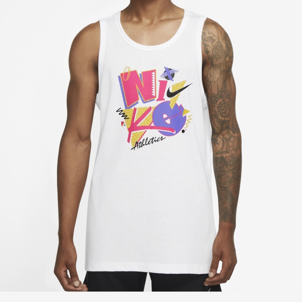 NEW White Men's Nike Dri-FIT Graphic Training Tank Top M  MEDIUM